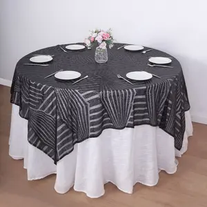 72" Square Black Diamond Glitz Sequin Table Overlay Topper