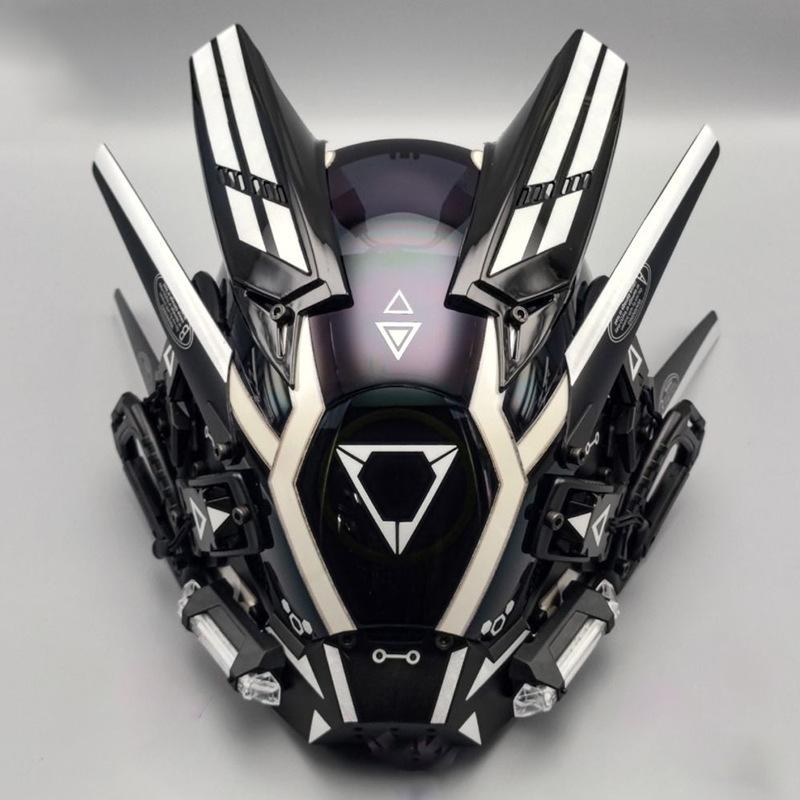 Cyberpunk Mask Iron Warrior Helmet Cosplay Men's Mecha Luminous Full Face Hood Tactical Mask