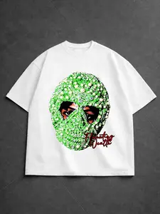 Men's Street Hip-Hop Graphic Print T-Shirt, Summer Casual Fitted Crop Top, Unisex Couple Tee, All Seasons Fashion