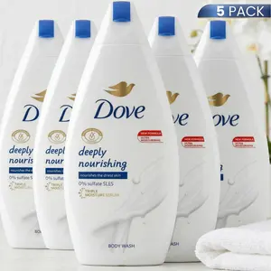 Dove Body Wash Deeply Nourishing (5 Pack) 15.2oz / 450ml - Moisturizing and Refreshing