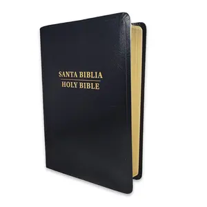Bilingual Bible in Spanish & English 8 Point Font Reina Valera 1960 KJV  imitation Leather Black Personal Size