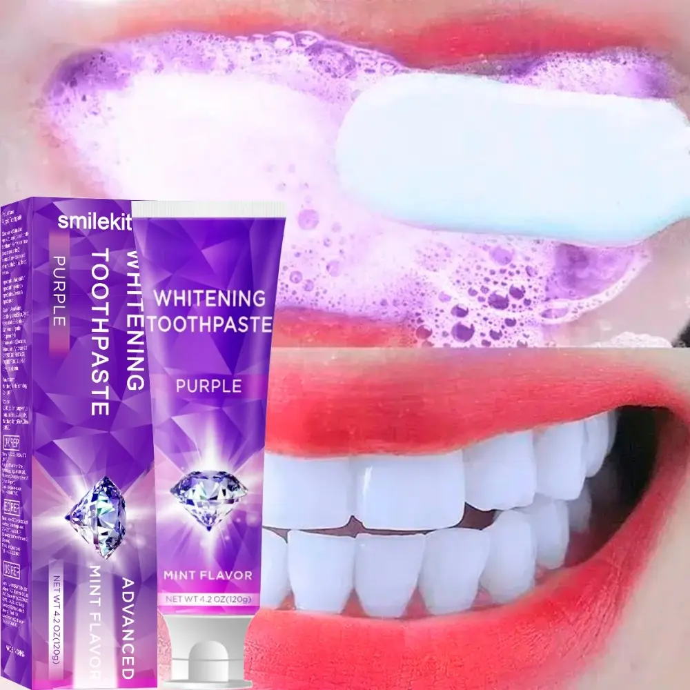 1-Pack 120g Mint Flavor Purple Toothpaste, Bright White Toothpaste, Whitening Toothpaste, Deep Cleaning, Gentle Non-Irritating, Fresh Breath, Travel Portable, Home Use, Whitening Action, Mint Flavored Toothpaste, Oral Cleansing Toothpaste