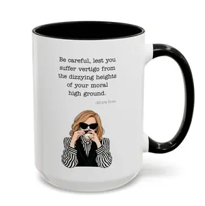 Schitt's Creek Moira Rose Quote Ceramic Dye Mug, Black and White Accent, 11oz-15oz Kitchen Drinkware for Daily Use