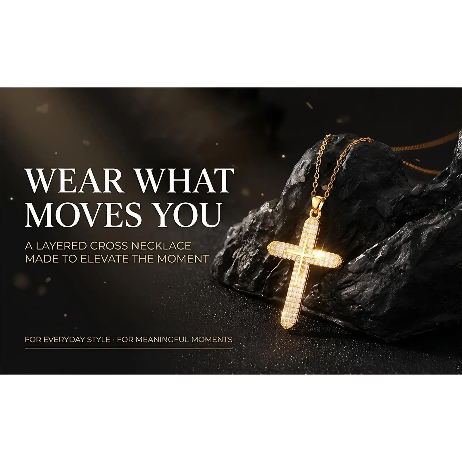 Stainless Steel Cross Necklace with 5A Zirconia Stones - Premium Chain Jewelry Necklaces, Durable, Shiny, Waterproof, Comfortable Fit - Perfect Gift in Luxury Box