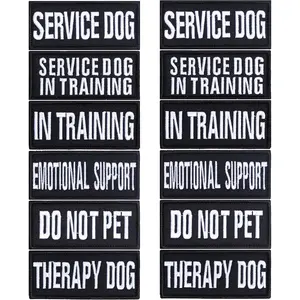 12 Pieces Removable Tactical Dog Harness Service Dog Vest Patches Do Not Pet in Training and Emotional Support Dog Vest Patches(3.6 x 1.6Inch)