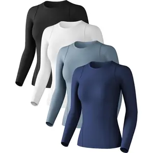Women's Compression Shirts Long Sleeve Athletic Workout Tops Cool Dry Underscrubs Sun Protection for Gym Yoga Running