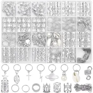259 Pcs Hair Jewelry, Hair Accessories for Braids Silver Loc Jewelry for Hairs Dreadlocks Braid Jewelrys Hairs Cuffs Clips Dreadlock Accessories for Women's Loc Charms Rings Decoration