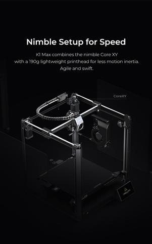 Creality K1 Max AI Fast 3D Printer with Al-assisted Carefree Printing, 600mm/s Printing Speed, 300x300x300mm Large Build Volume