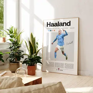 Erling Haaland Poster, Haaland Footbal Gift, Soccer Gifts, Sports Poster, Football Player Poster, Soccer Wall Art, Sports Bedroom Posters