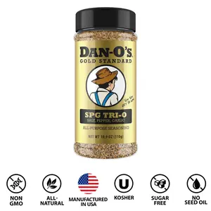 Dan-O’s SPG Tri-O Seasoning – Salt, Pepper & Garlic Blend – Medium Bottle – Premium All Purpose SPG for Steak, Chicken, Seafood & Veggies Dan-O’s SPG Tri-O Seasoning – Salt, Pepper & Garlic Blend – Medium Bottle – Premium All Purpose SPG for Steak, Chicken, Seafood & Veggies