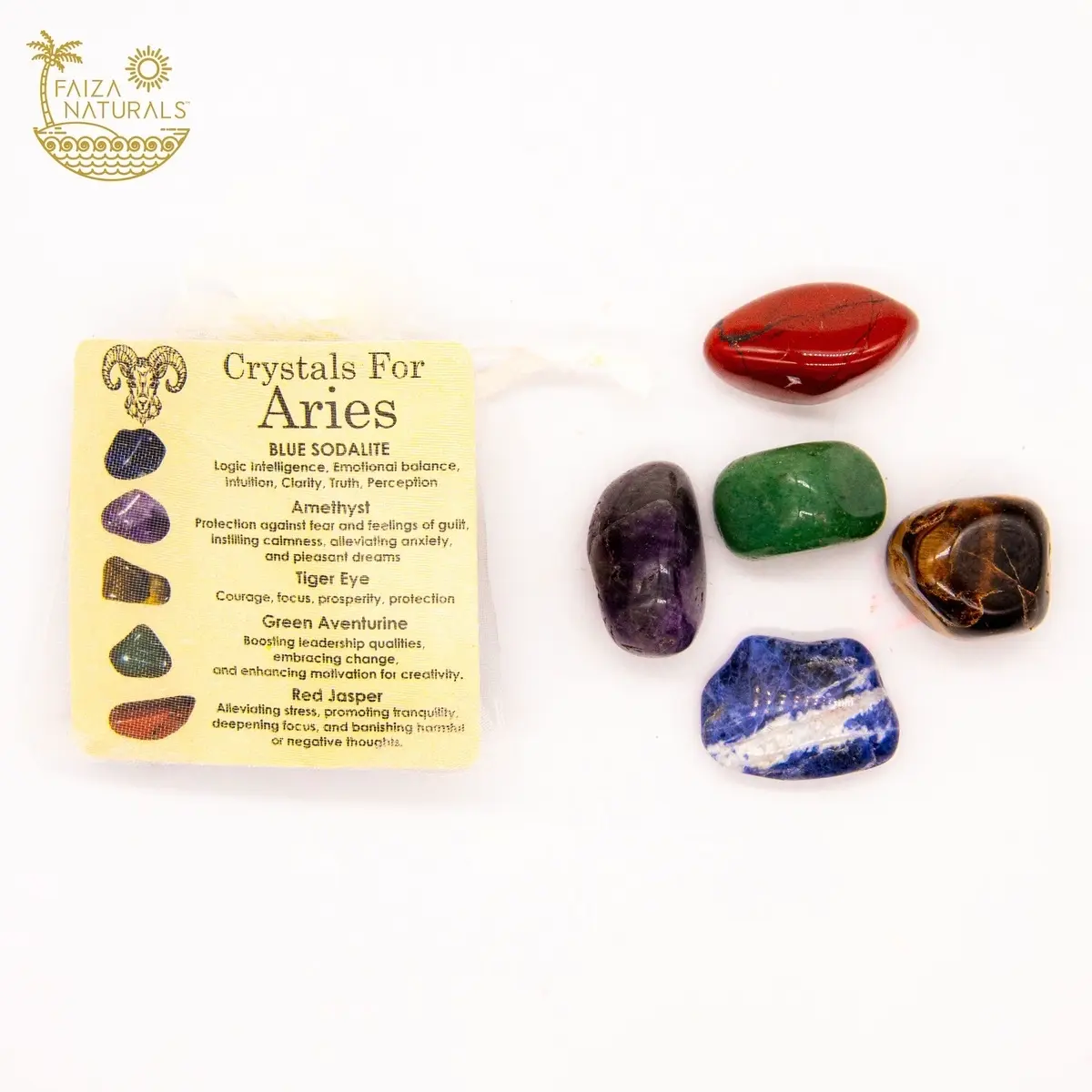 Faiza Naturals Zodiac Crystals for Aries 5 Pieces Set Birthday Auspicious Astrology