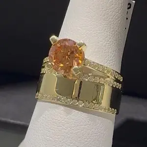 Citrine Cubic Stone Graduation/ Personalized 10 karat gold ring/ With RELIEVE (3D GOLD LETTERS INCLUDED WITH PURCHASE) Size 7