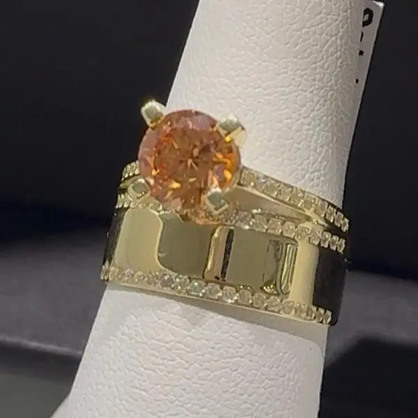 Citrine Cubic Stone Graduation/ Personalized 10 karat gold ring/ With RELIEVE (3D GOLD LETTERS INCLUDED WITH PURCHASE) Size 7