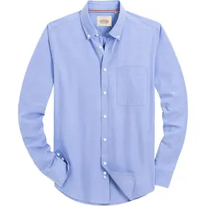 Mens Solid Oxford Shirt Long Sleeve Dress Shirt Work Casual Button Down Shirts with Pocket