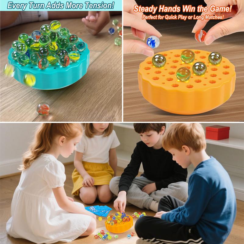 Family Edition Game Toy, Family Fun Game, Glass Marbles Jenga Wobble Ball Puzzle Marbles Balance Game Multiplayer Interactive Board Game, Dice & Challenge Cards - Suitable for 1 to 4 players Gifts, festive gifts
