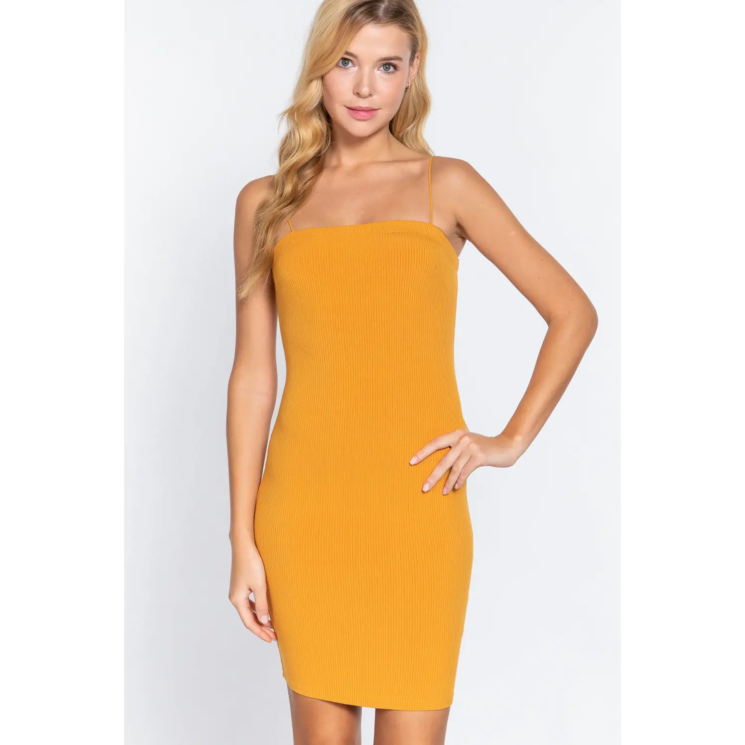 Active USA | Cami Heavy Rib Mini Dress in Mango