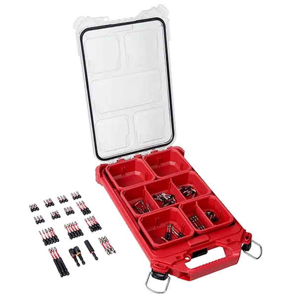 Milwaukee 48-32-4082 SHOCKWAVE Impact Duty Drill Bits Set - 100-Piece PACKOUT Power Tool Accessory, IP65 Rated, Impact-Resistant Materials, Shockzone Optimized Tip, Wear Guard Tip, No-Travel Bin Seals, Custom Storage for On & Off the Jobsite
