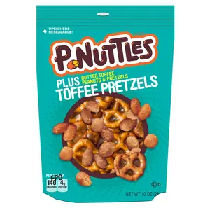 P-Nuttles Plus Toffee Pretzels 10oz Resealable Bag Butter Toffee Peanuts & Pretzels Sweet Salty Gourmet Snack Mix for Parties Sharing Kosher Certified