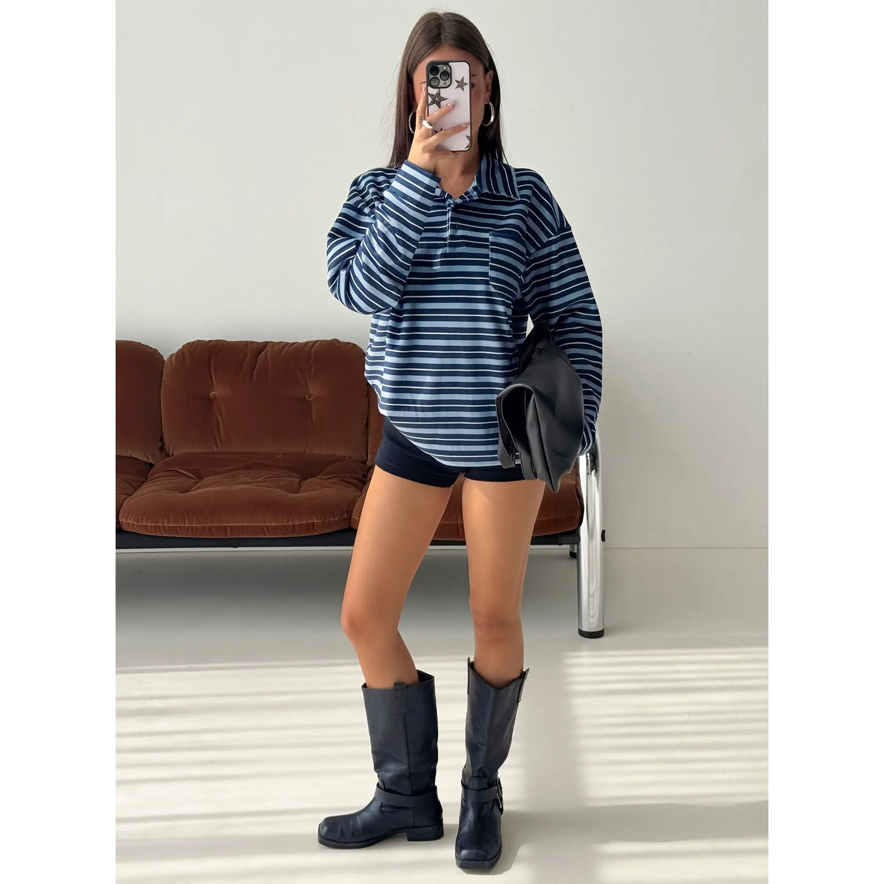Mystris Collared Jumper Blue Stripe