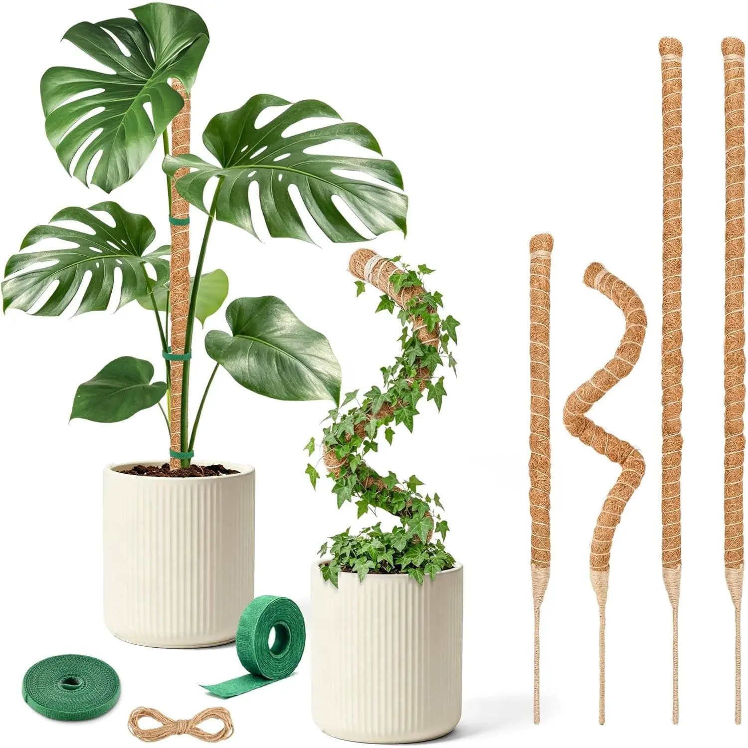 4 Pack Moss Pole, 2 Pack 28" & 2 Pack 48" Bendable Monstera  Support,  Stakes for Climbing Indoor , Coco Coir Moss Pole for Potted , Pothos, Philodendron