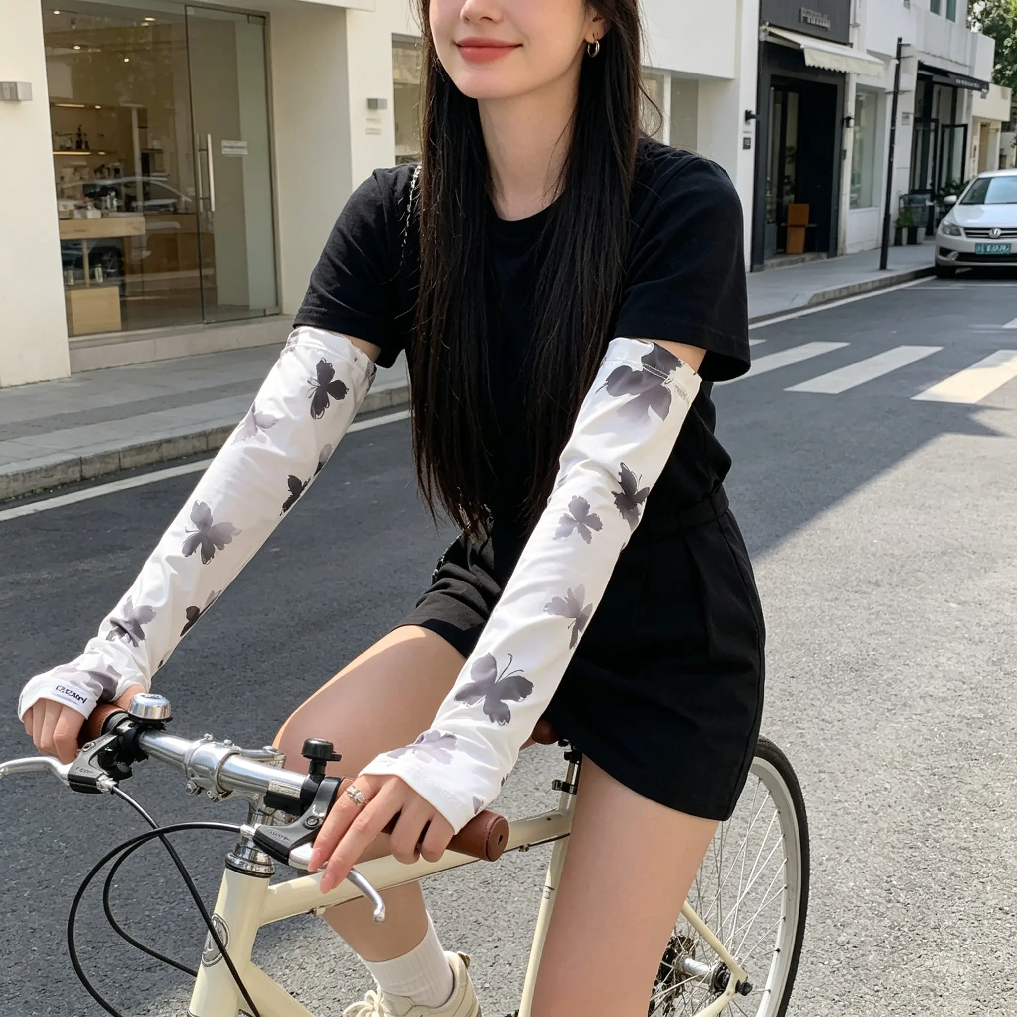 Women's 2026 New Korean Style Ice Silk Cooling Protective Sleeves - UV-Protection Arm Covers for Driving, Outdoor Sports & Outdoor Activities, Anti-Uv Shield, Cycling/Hiking, Arm Warmer, Polyester, Uv Protection Clothing