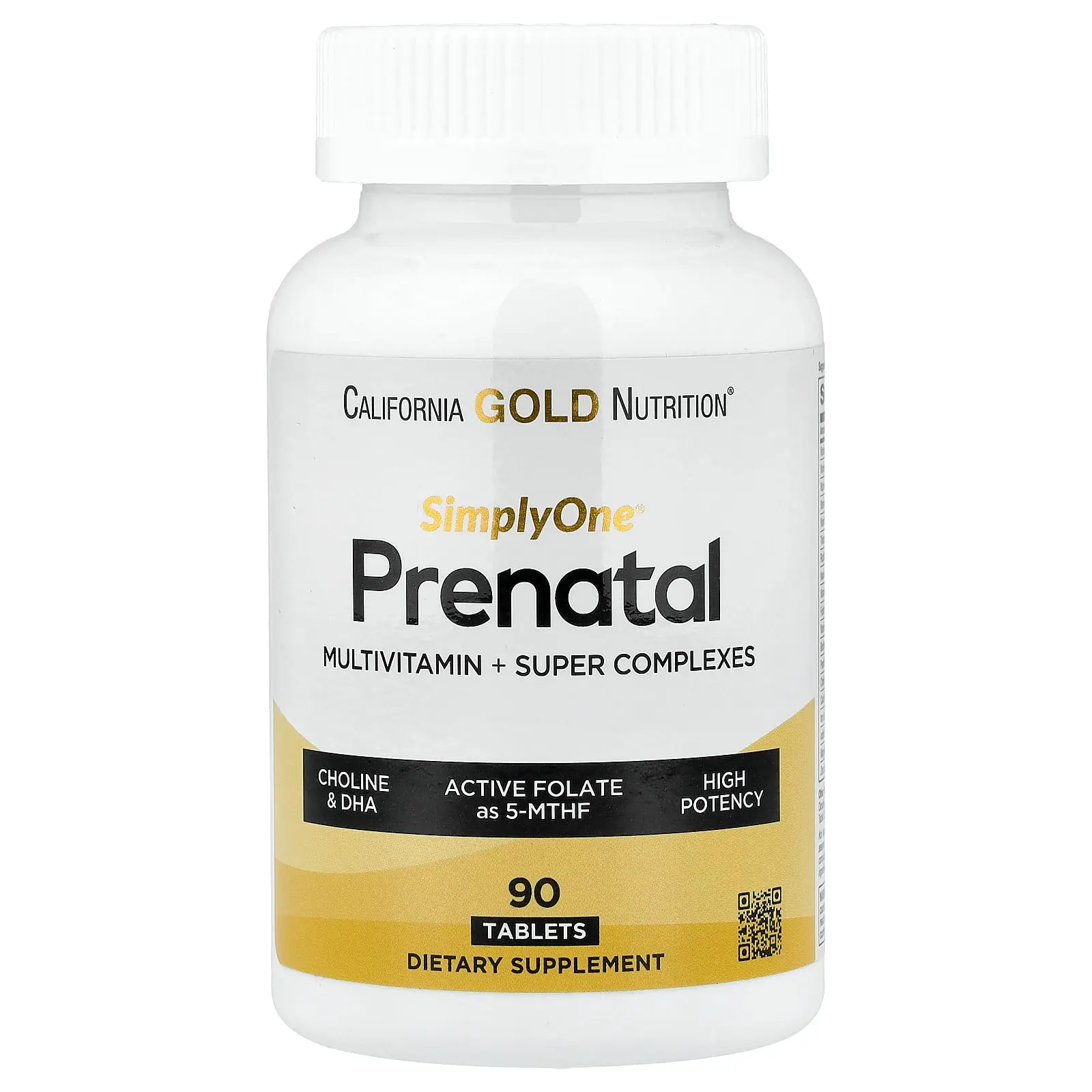 California Gold Nutrition Simply One®, Prenatal Multivitamin with Super Greens, Spices, Vitamin A, and Folate, 90 Tablets