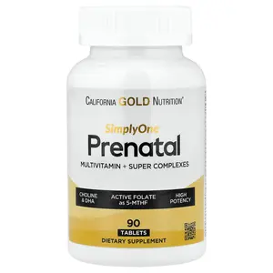 California Gold Nutrition Simply One®, Prenatal Multivitamin with Super Greens, Spices, Vitamin A, and Folate, 90 Tablets