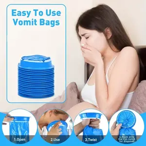 15-Pack Car Disposable Vomit Bags, Travel Motion Sickness Bags, Thickened Leak-Proof Garbage Collection Bags, Multi-Purpose for Cars, Pregnant Women, Airplane Trips
