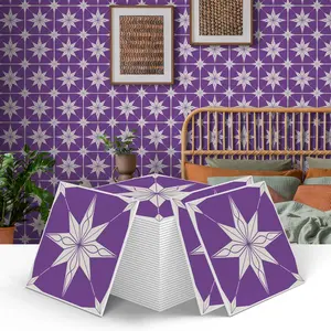 (12pcs/24pcs) Portuguese Art Peel & Stick Splash Guard Tile Stickers, 15cmx15cm PVC Wall Decals for Kitchen Bathroom Living Room TV Backdrop Decor