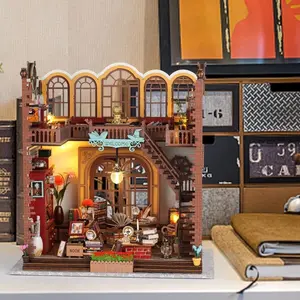 Cuteefun DIY Miniature Dollhouse Construction Kit, Miniature Furniture, Shelf Insert for Book Corner, Room Decor for Adults, Birthday, Christmas Gift