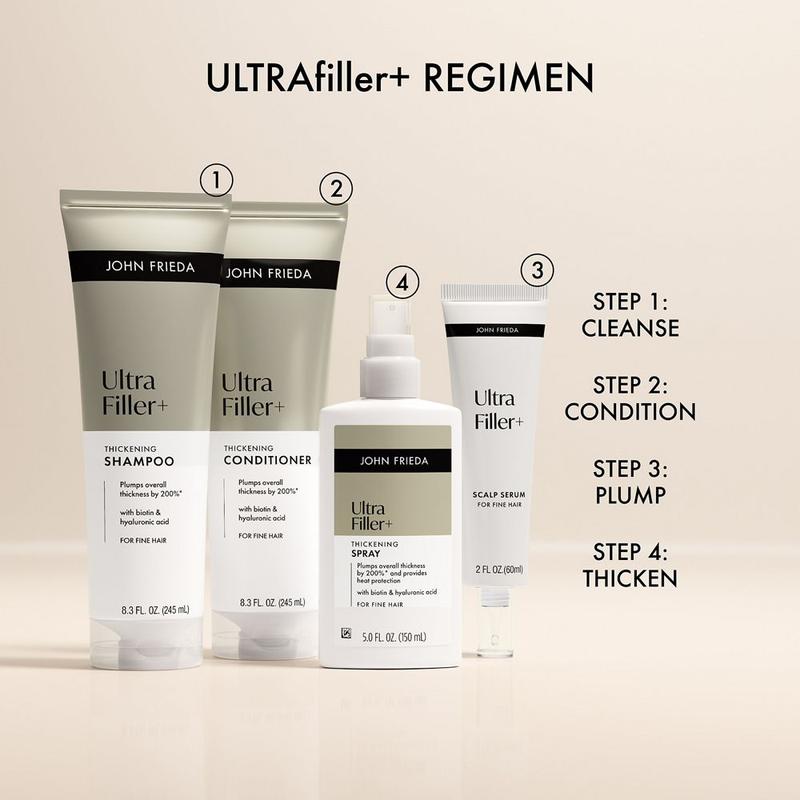 John Frieda Complete ULTRAfiller+ Thickening Line, Includes Thickening Shampoo, Conditioner, Spray + Scalp Serum!