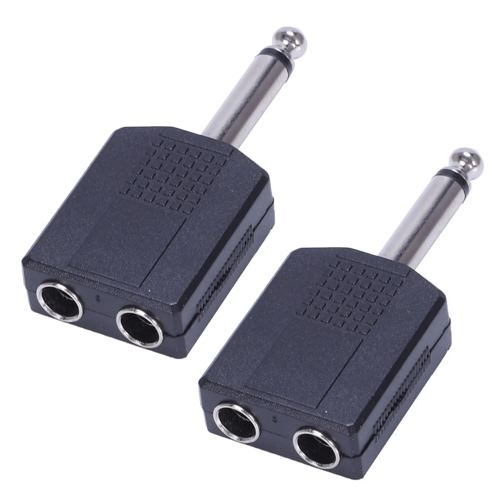 2-Pack Metal PA Convertor Audio Jacks, 6.35mm (1/4in) Male to Dual Female Jacks Double Adapter Cord for Speakers & Home Appliance Setups (2 x Audio Adapters)