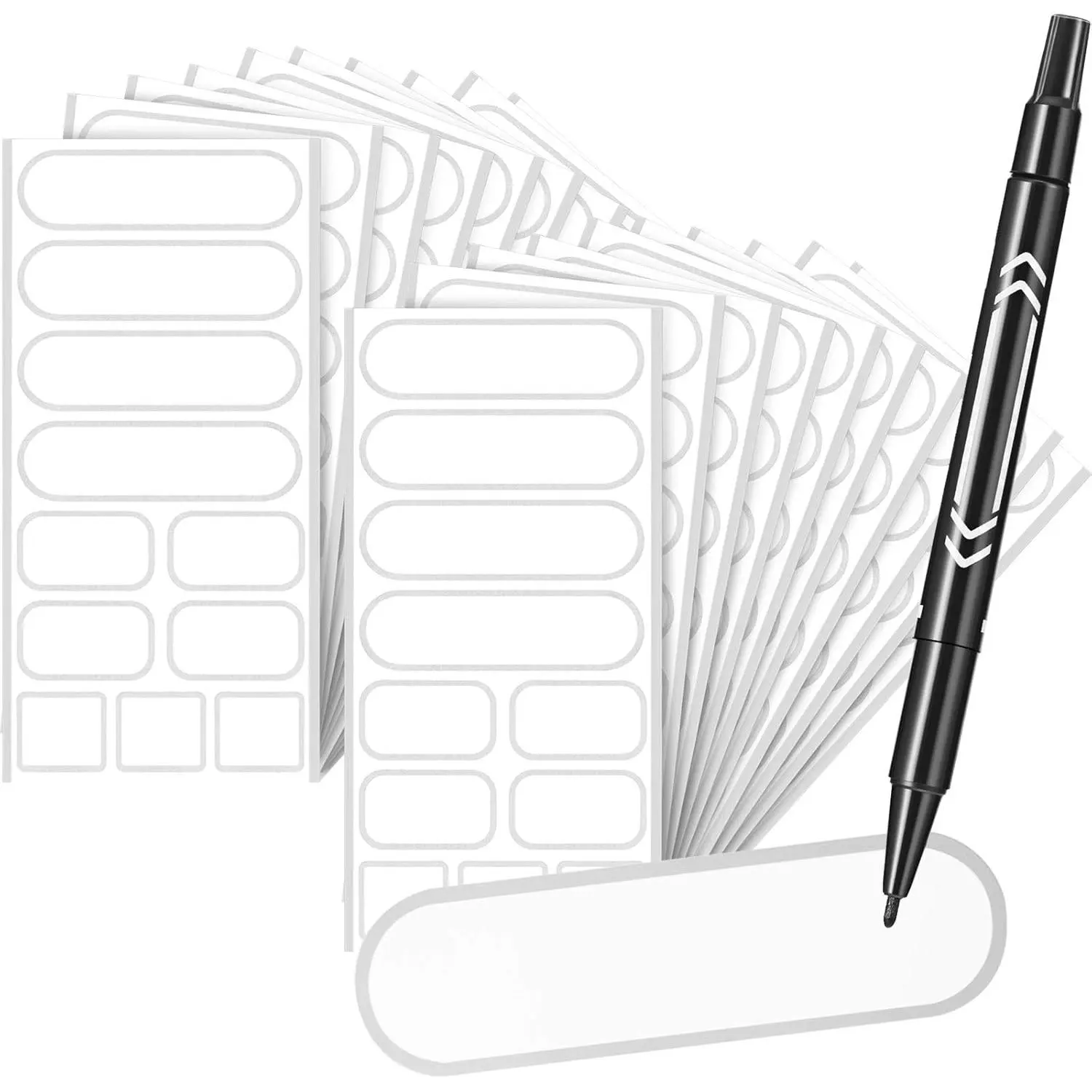 264 count Removable  Labels Stickers  Kitchen Labels for  Storage, Home Organization with Marker Pen, 3 Sizes ( Side)