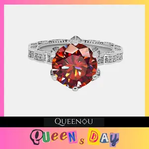 【408】QUEENSDAY "Deck the Hall" Bohemian Petal Set 5 Carat Synthetic Moissanite Ring – Luxury Vintage Engagement/Anniversary Ring, Classic Wedding Jewelry, Ideal for Birthday/Valentine’s Day Gift