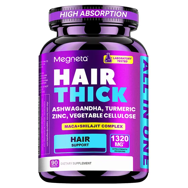 Hair Thickening Supplement, Advanced Hair Growth Formula with Biotin, Collagen Peptides, Saw Palmetto, Vitamins C, D3, E & Hyaluronic Acid, Supports Hair Density, Strength, Volume & Scalp Health, 90 Capsules