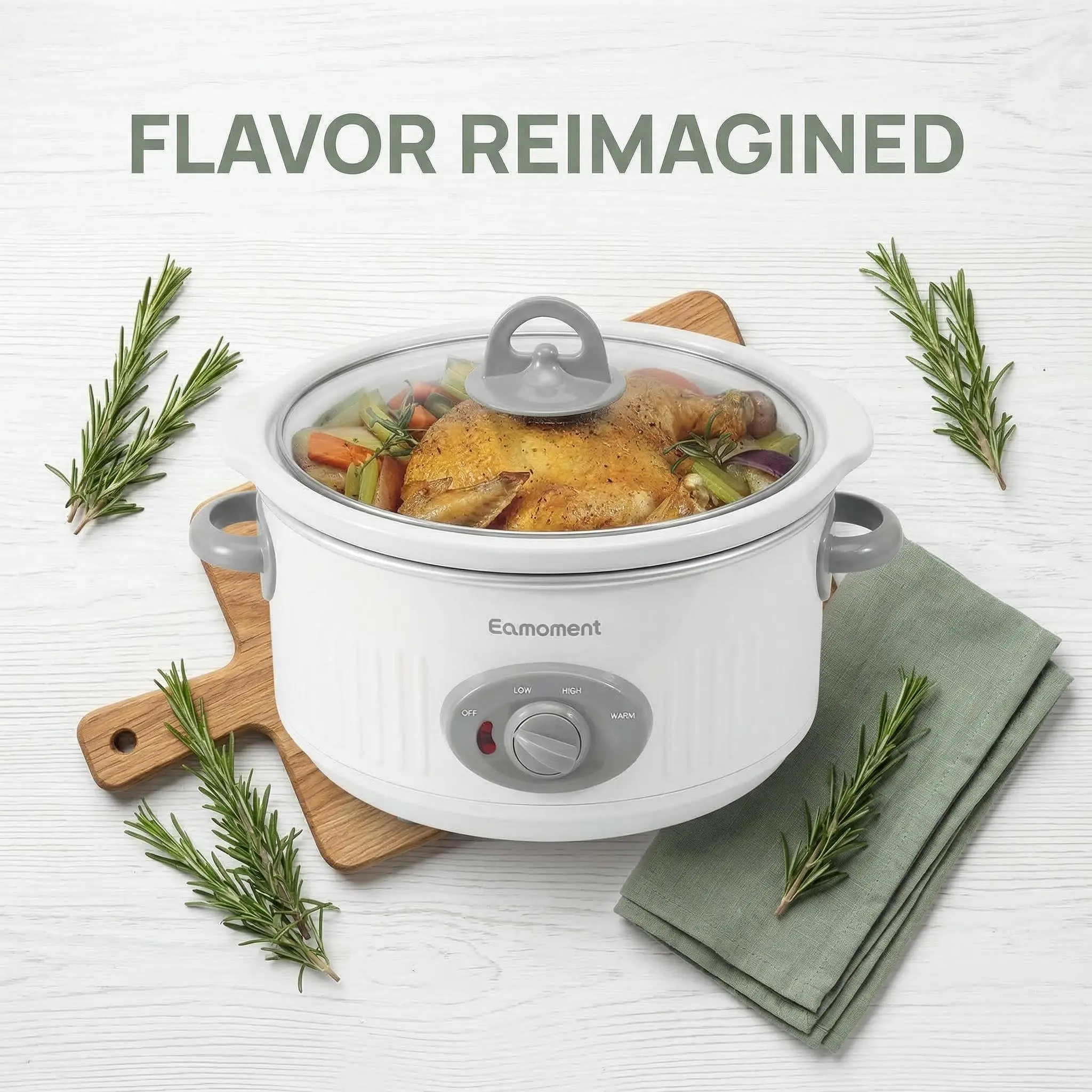 【2026 New Model】3.5QT Slow Cooker with Nonstick Ceramic Pot, 3 Heat Settings, Dishwasher Safe, Tempered Glass Lid for Soups, Stews & Family Meals Busy Cooks Cooking Needs, Under 4 Quarts