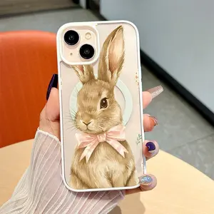 This adorable watercolor bunny and Easter egg pattern magnetic bare-feel protective case is drop-proof and scratch-resistant, compatible with iPhone 17 Pro Max/17/17 Air/16 Pro/15 Plus/11/12/13/14 Max/X/XS/XS. It's an excellent gift choice.