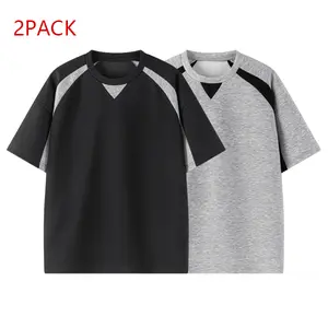 2PACK Men's Color Block Raglan Tees  Oversized Casual Short Sleeve Shirts, Essential Streetwear & Gym Fits