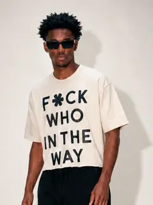 Fck Who In The Way Grey Cropped Heavyweight Tee