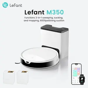Lefant M350 Robot Vacuum and Mop Combo with Self-Empty Station, 6000Pa Strong Suction, Smart Obstacle Avoidance, Up to 40 Days Hands-Free Cleaning, 150-Min Runtime