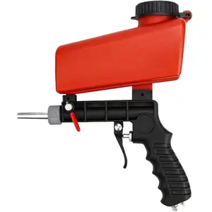 90psi Gravity Feed Sand Blaster Gun Kit - Hand Held Sand Blasting Spray Gun with 2 Nozzle Tips and Air Regulator Remove Paint, Rust, Stains, and Grime on Surfaces