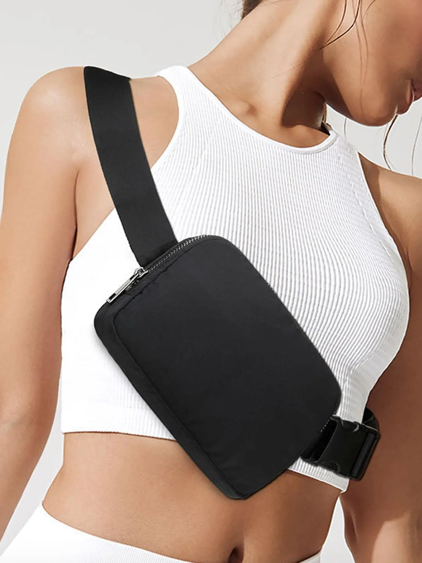 Women's Minimalist All-match Solid Color Fanny Pack, Fashionable Waist Bag for Active Outdoor Sports Running, Casual Sporty Sling Bag for Daily Used Accessories