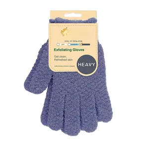 Dual Texture Bath Gloves for Shower, , Massage and  Scrubs,  Cell Remover, Gloves with Hanging Loop (1 Pair Heavy Glove)
