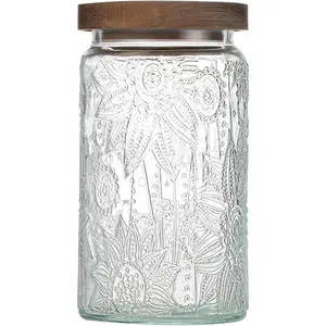 34 OZ Airtight Glass Storage Jar with  Lid -  Glass Jar   Containers Canisters Set for Kitchen Counter & Pantry - Ideal for Sugar, Flour, Coffee, , Candy, Oats, Cereal