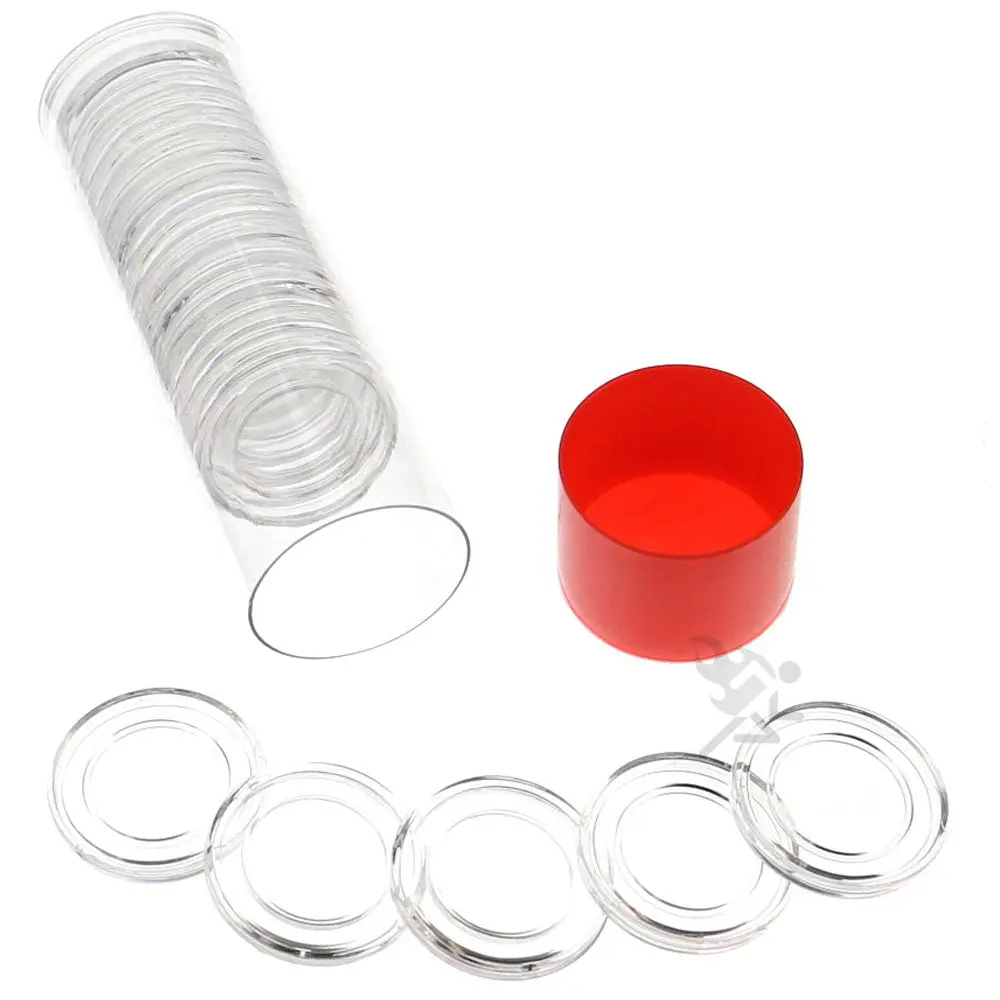 Capsule Tube & 20 A19 Direct Fit Coin Holders for 19mm US Penny/Cent