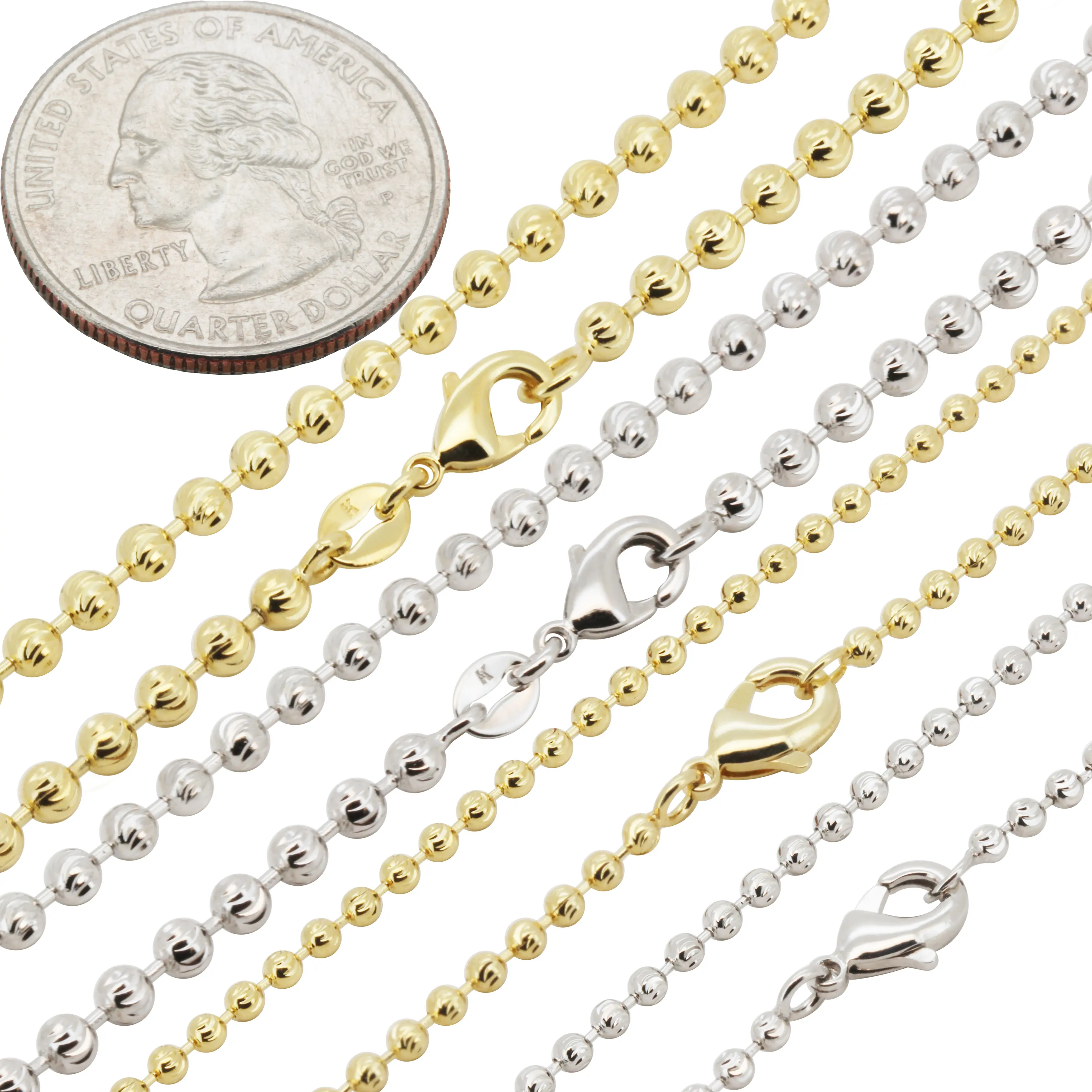 14k Yellow/White Gold Filled 2-3mm Mooncut Chain Necklace 20”-24”