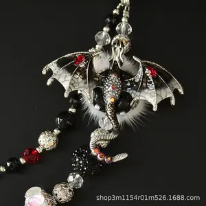 Luxury Niche Enamel Dragon Soft Clay Double Layer Phone Chain, Diamond Alloy Anti-Lost Phone Case Bag Hanging Charm for Women