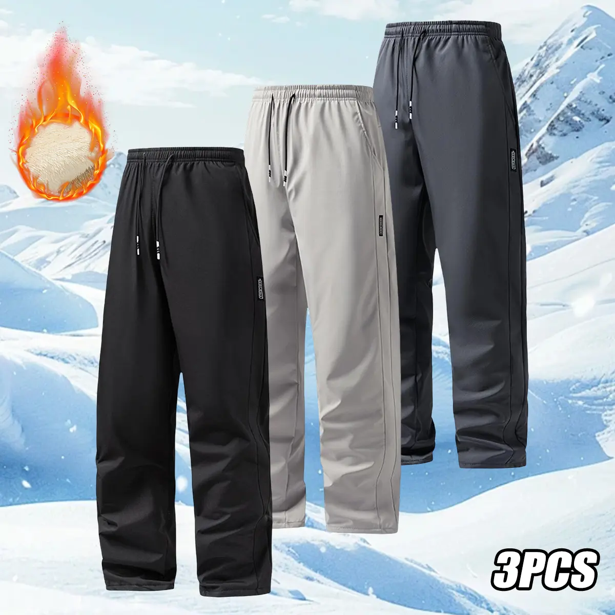 Men’s new winter fleece-lined thick casual long pants; autumn/winter sports sweatpants; men’s ultra-thick warm casual pants; jogger pants with elastic waistband and drawstring; running and fitness long pants