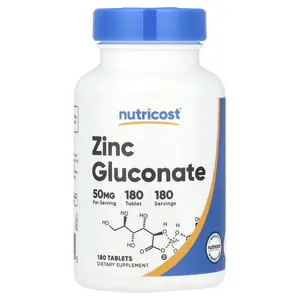 Nutricost Zinc Gluconate, 50 mg, 180 Tablets