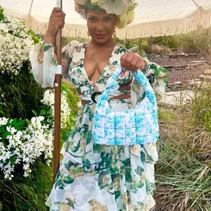 Urban Expressions Quilted Floral Knot Twist Purse